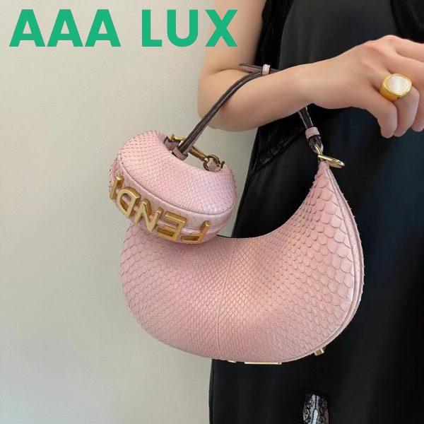 Replica Fendi Women FF Fendigraphy Small Pale Pink Python Leather Bag 9