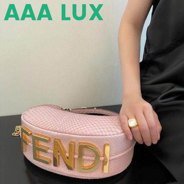 Replica Fendi Women FF Fendigraphy Small Pale Pink Python Leather Bag 10