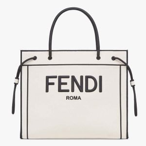 Replica Fendi Women Large Fendi Roma Shopper Undyed Canvas Shopper Bag 2