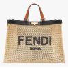 Replica Fendi Women Medium Peekaboo X-Tote Natural Raffia Bag FENDI ROMA