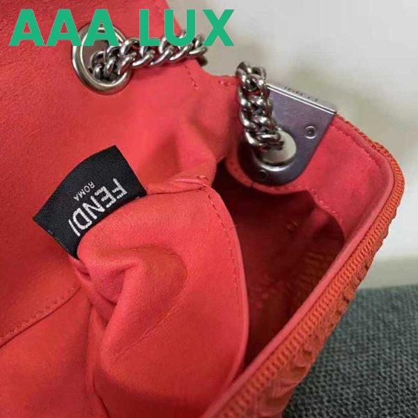 Replica Fendi Women Midi Baguette Chain FF Fabric Bag-Red 10