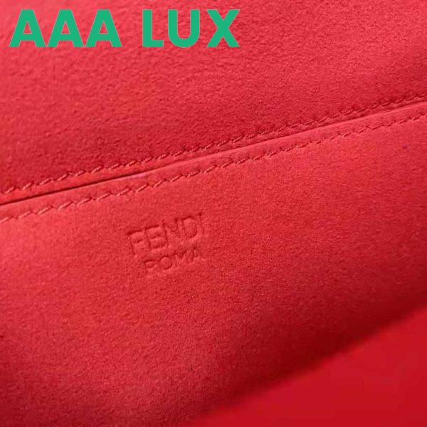Replica Fendi Women Midi Baguette Chain FF Fabric Bag-Red 11