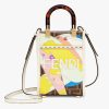 Replica Fendi Women Mini Sunshine Shopper Fendace Printed White FF Leather Mini Bag 12