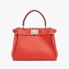 Replica Fendi Women Peekaboo Iconic Mini Full Grain Leather Bag-Red