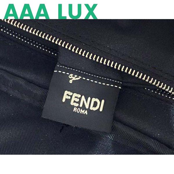 Replica Fendi Men Belt Bag Brown Fabric FF Motif Black Leather 13
