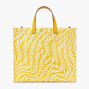 Replica Fendi Unisex Shopper Yellow Glazed Canvas Bag