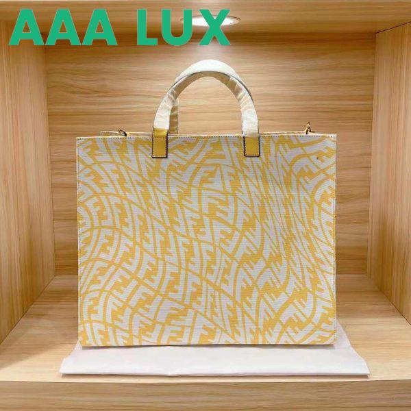 Replica Fendi Unisex Shopper Yellow Glazed Canvas Bag 4