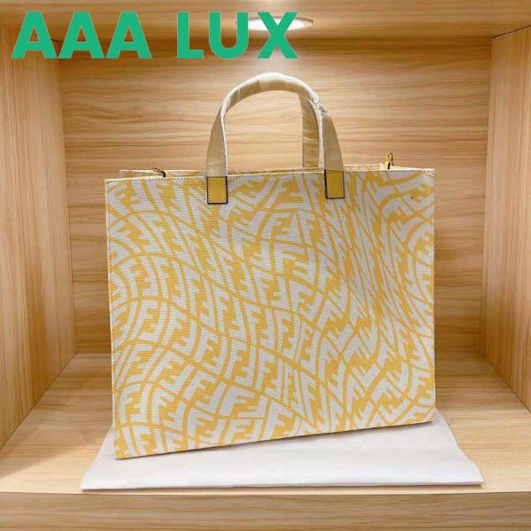 Replica Fendi Unisex Shopper Yellow Glazed Canvas Bag 5