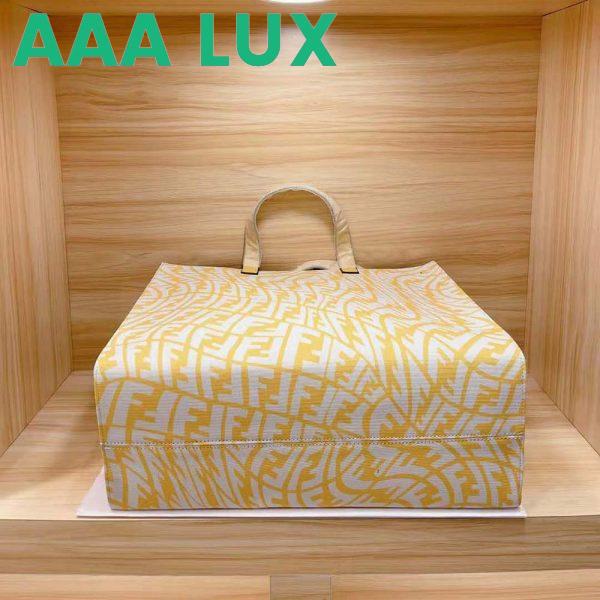 Replica Fendi Unisex Shopper Yellow Glazed Canvas Bag 7