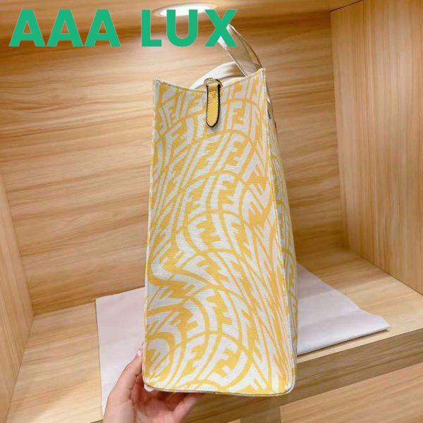 Replica Fendi Unisex Shopper Yellow Glazed Canvas Bag 8