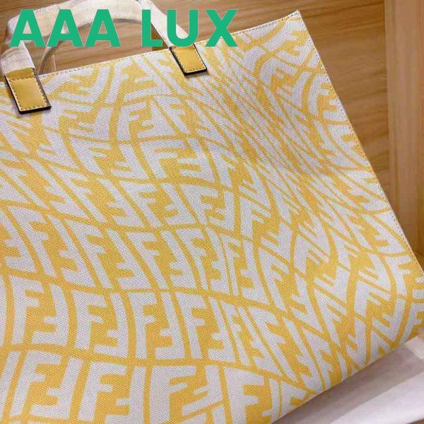 Replica Fendi Unisex Shopper Yellow Glazed Canvas Bag 9
