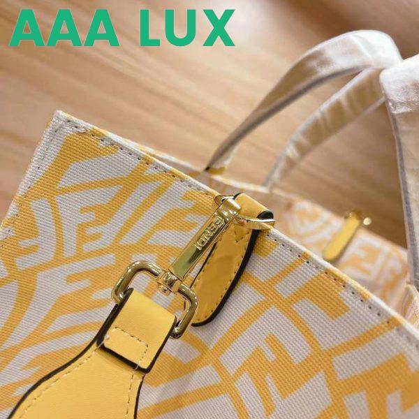 Replica Fendi Unisex Shopper Yellow Glazed Canvas Bag 10