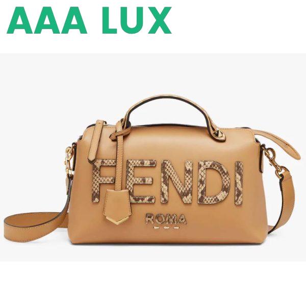 Replica Fendi FF Women By The Way Medium Light Brown Leather Elaphe Boston Bag