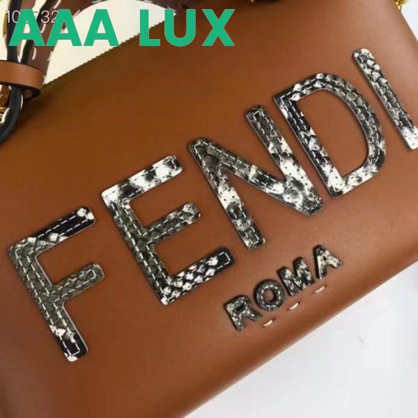 Replica Fendi FF Women By The Way Medium Light Brown Leather Elaphe Boston Bag 7