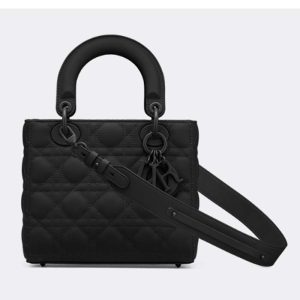 Replica Dior Women Small Lady Dior My Abcdior Bag Black Ultramatte Cannage Calfskin 2