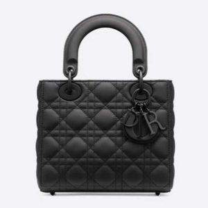 Replica Dior Women Small Lady Dior Bag Black Ultramatte Cannage Calfskin