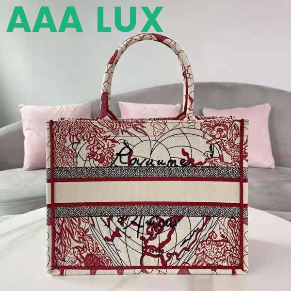 Replica Dior Women Small Dior Book Tote Red and White D-Royaume D Amour Embroidery 4