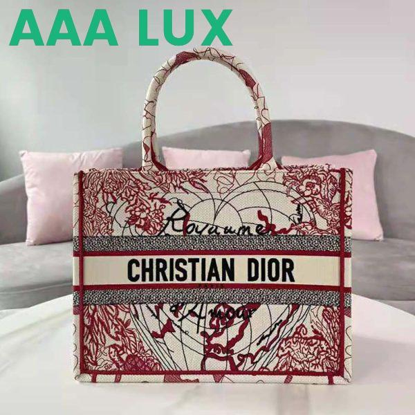 Replica Dior Women Small Dior Book Tote Red and White D-Royaume D Amour Embroidery 5