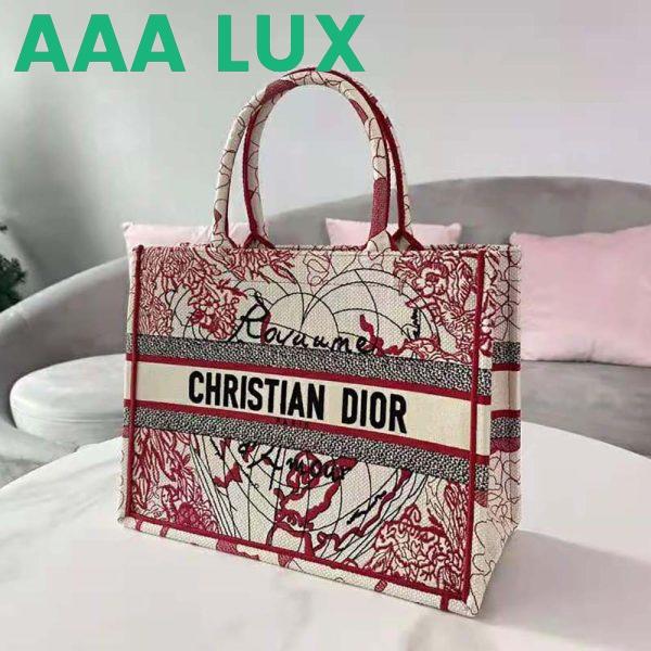 Replica Dior Women Small Dior Book Tote Red and White D-Royaume D Amour Embroidery 6