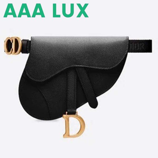 Replica Dior Women Saddle Belt Clutch in Black Embossed Grained Calfskin 2