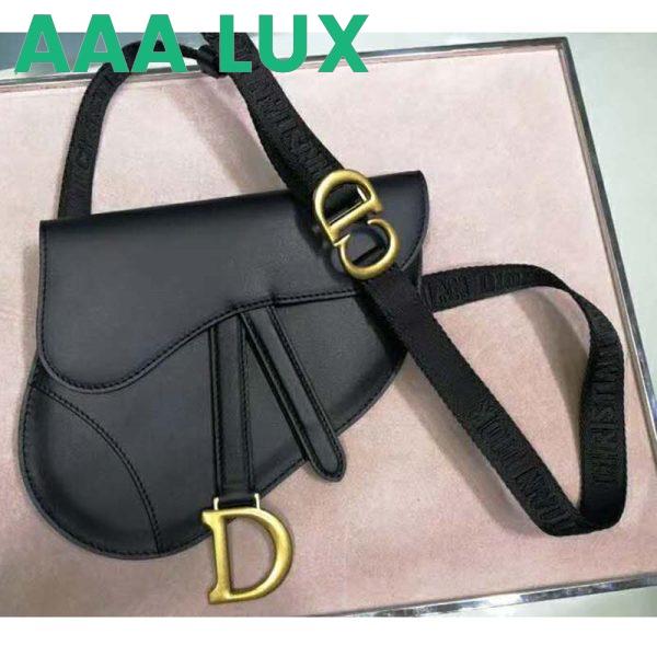 Replica Dior Women Saddle Belt Clutch in Black Embossed Grained Calfskin 3