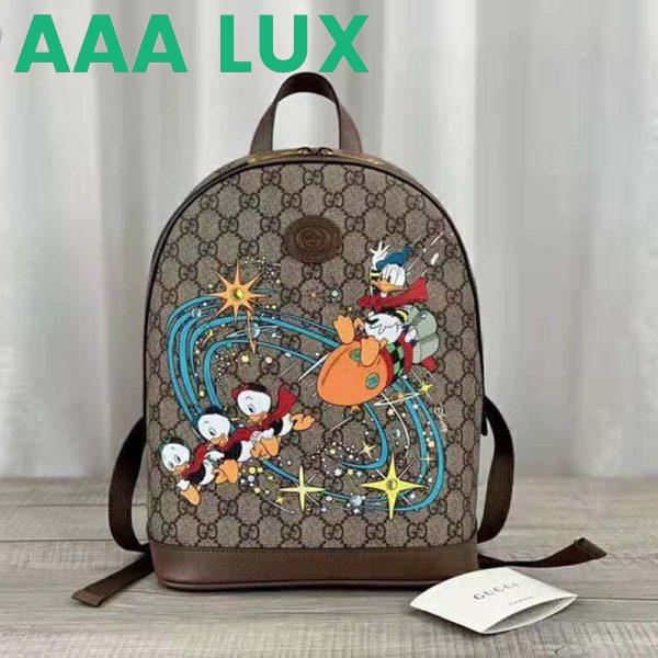 Replica Gucci Unisex Disney x Gucci Donald Duck Small Backpack Leather Interlocking G 2