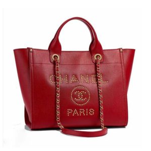 Replica Chanel Women Chanel’s Large Tote Shopping Bag in Grained Calfskin Leather-Red