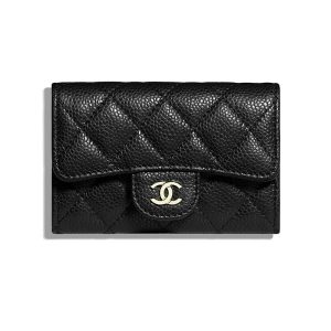 Replica Chanel Women Classic Card Holder Grained Calfskin & Gold-Tone Metal-Black