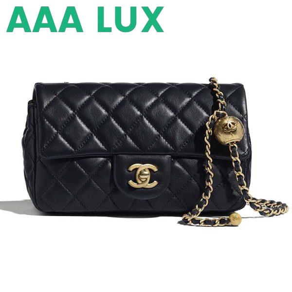 Replica Chanel Women Flap Bag Lambskin & Gold-Tone Metal-Navy
