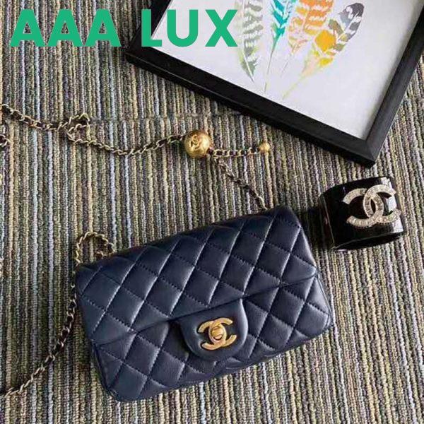Replica Chanel Women Flap Bag Lambskin & Gold-Tone Metal-Navy 5