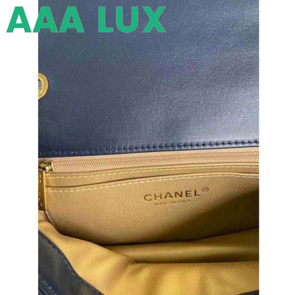 Replica Chanel Women Flap Bag Lambskin & Gold-Tone Metal-Navy 10