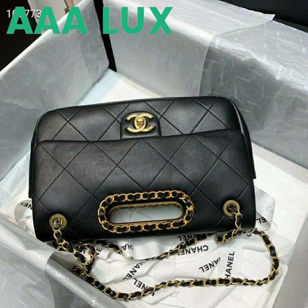 Replica Chanel Women Flap Bag Lambskin Leather Gold-Tone Metal-Black 6