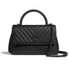 Replica Chanel Women Flap Bag with Top Handle in Calfskin-Black 12