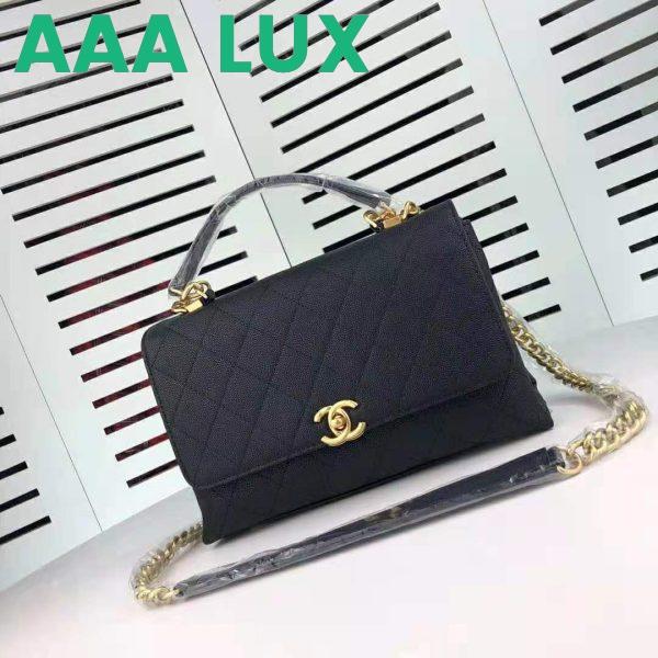 Replica Chanel Women Flap Bag with Top Handle in Calfskin-Black 3