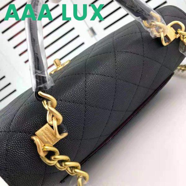 Replica Chanel Women Flap Bag with Top Handle in Calfskin-Black 10