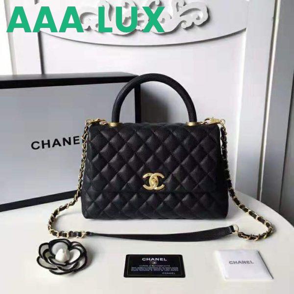 Replica Chanel Women Flap Bag with Top Handle in Grained Calfskin Leather-Black 4