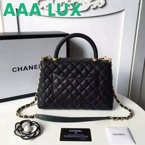 Replica Chanel Women Flap Bag with Top Handle in Grained Calfskin Leather-Black 5