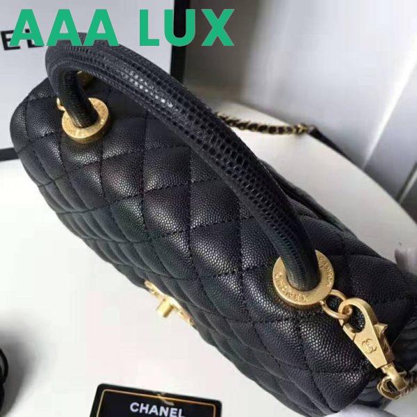 Replica Chanel Women Flap Bag with Top Handle in Grained Calfskin Leather-Black 7