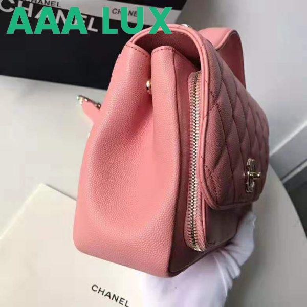 Replica Chanel Women Flap Bag with Top Handle in Grained Calfskin Leather-Pink 6