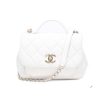 Replica Chanel Women Flap Bag with Top Handle in Grained Calfskin Leather-White