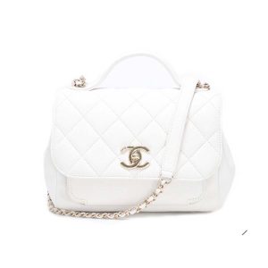 Replica Chanel Women Flap Bag with Top Handle in Grained Calfskin Leather-White 2