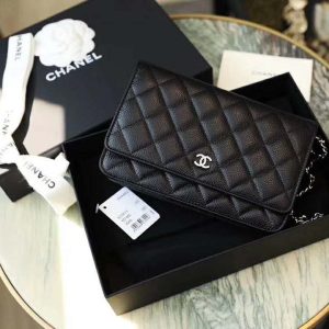 Replica Chanel Women Classic Wallet On Chain Lambskin Leather-Black 2