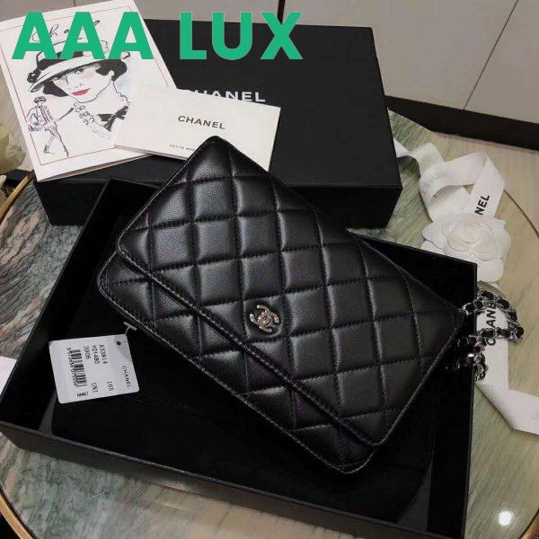 Replica Chanel Women Classic Wallet On Chain Lambskin Leather-Black 4
