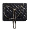 Replica Chanel Women Clutch with Chain in Shiny Lambskin Leather-Black