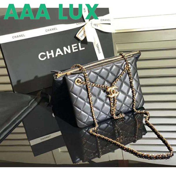 Replica Chanel Women Clutch with Chain in Shiny Lambskin Leather-Black 7