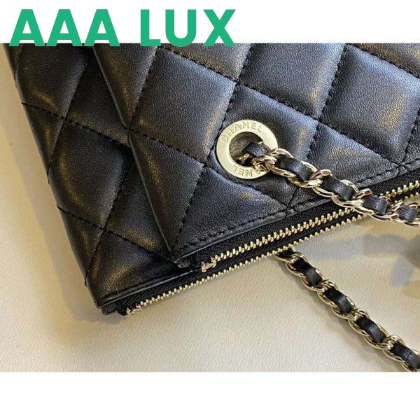 Replica Chanel Women Clutch with Chain in Shiny Lambskin Leather-Black 13