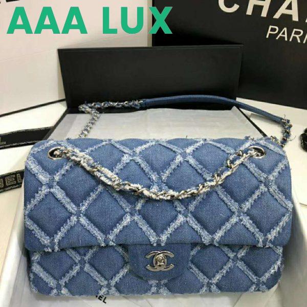 Replica Chanel Women Large Flap Bag Denim & Silver-Tone Metal-Blue 3