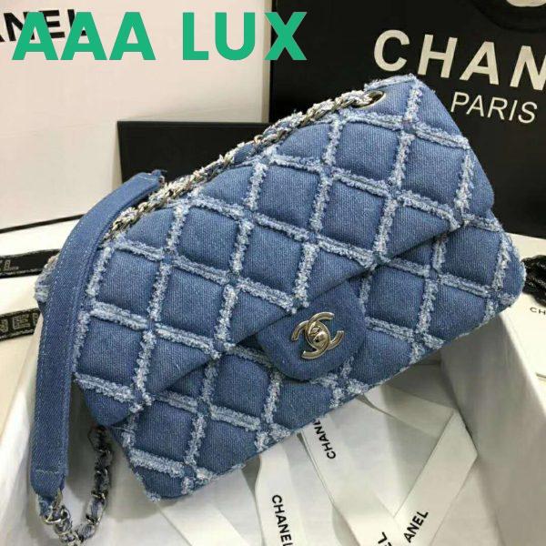 Replica Chanel Women Large Flap Bag Denim & Silver-Tone Metal-Blue 5