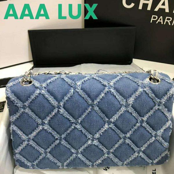 Replica Chanel Women Large Flap Bag Denim & Silver-Tone Metal-Blue 6
