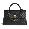 Replica Chanel Women Large Flap Bag with Top Handle in Grained Calfskin Leather-Black